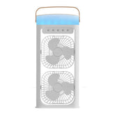 Portable Double Layer Mist Circulating Fan with Dual Motors, 3 Wind Speeds, Humidifier Spray, 7-Color LED Light & Type-C Charging