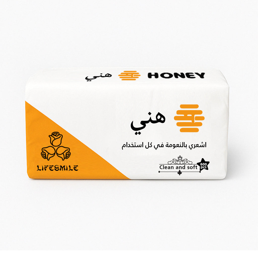 Honey Premium 4-Ply Ultra Soft Facial Tissue Set – 10 Packs with 150 Sheets Each (600 Plies) – High Quality Tissues for Home, Office, Car & Travel