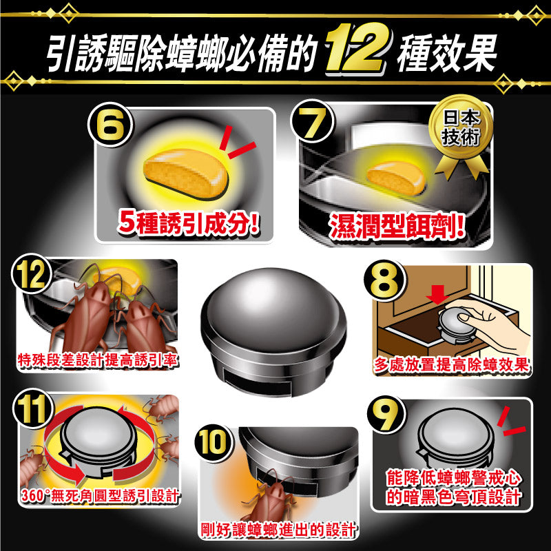 Japanese Black Cap Cockroach Killer Trap & Exterminator - Set of 18 Pcs