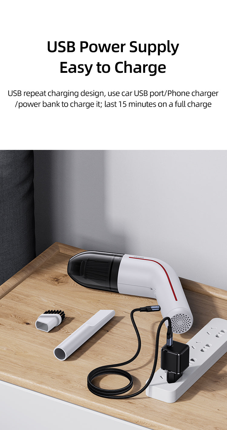 USAMS Portable Mini Cordless Handheld Vacuum Cleaner for Car and Home - 65W
