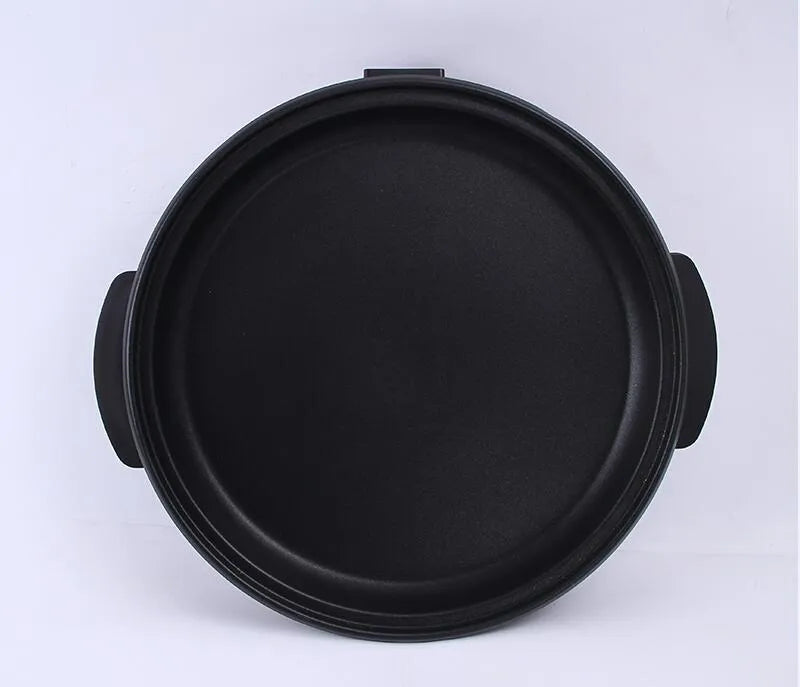 Large 42cm Electric Pizza Pan with 9cm Depth, Non-Stick Coating, Adjustable Thermostat & Glass Lid