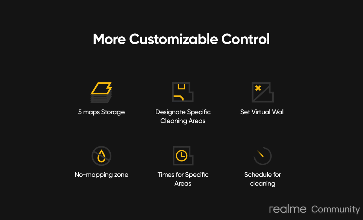 Realme Techlife 2-in-1 Rechargeable Robot Vacuum Cleaner with 5200mAh Battery, Vacuum & Mop with Lidar Smart Mapping & 38 Sensors