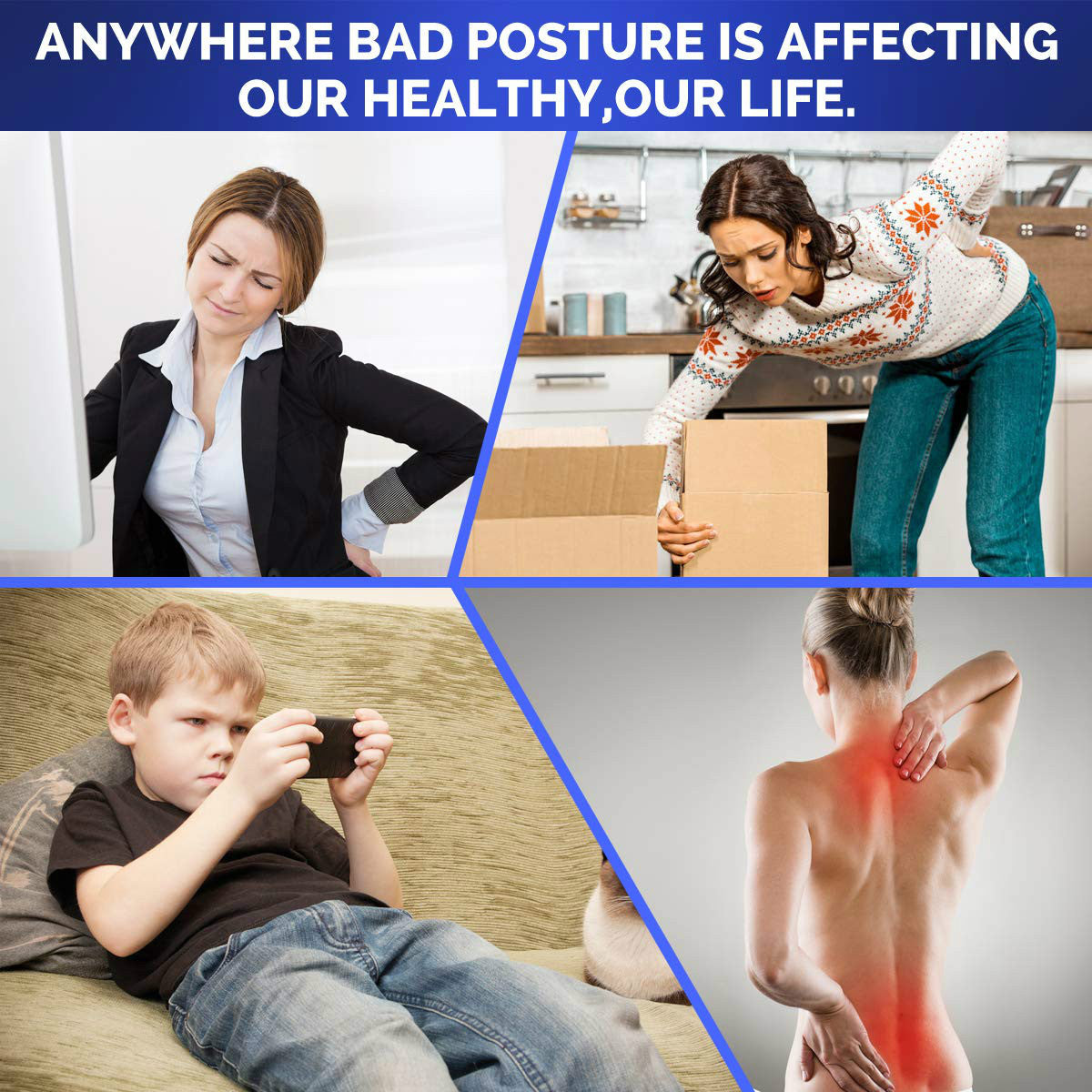Adjustable Copper Infused Posture Corrector Brace for Back, Neck & Shoulder Support with Anti-Odor Fabric – Lightweight, Breathable & Invisible Under Clothing