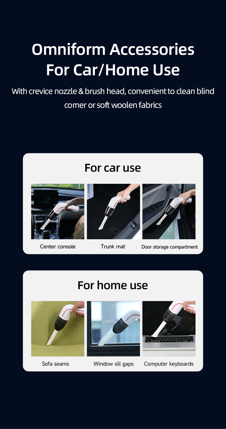 USAMS Portable Mini Cordless Handheld Vacuum Cleaner for Car and Home - 65W