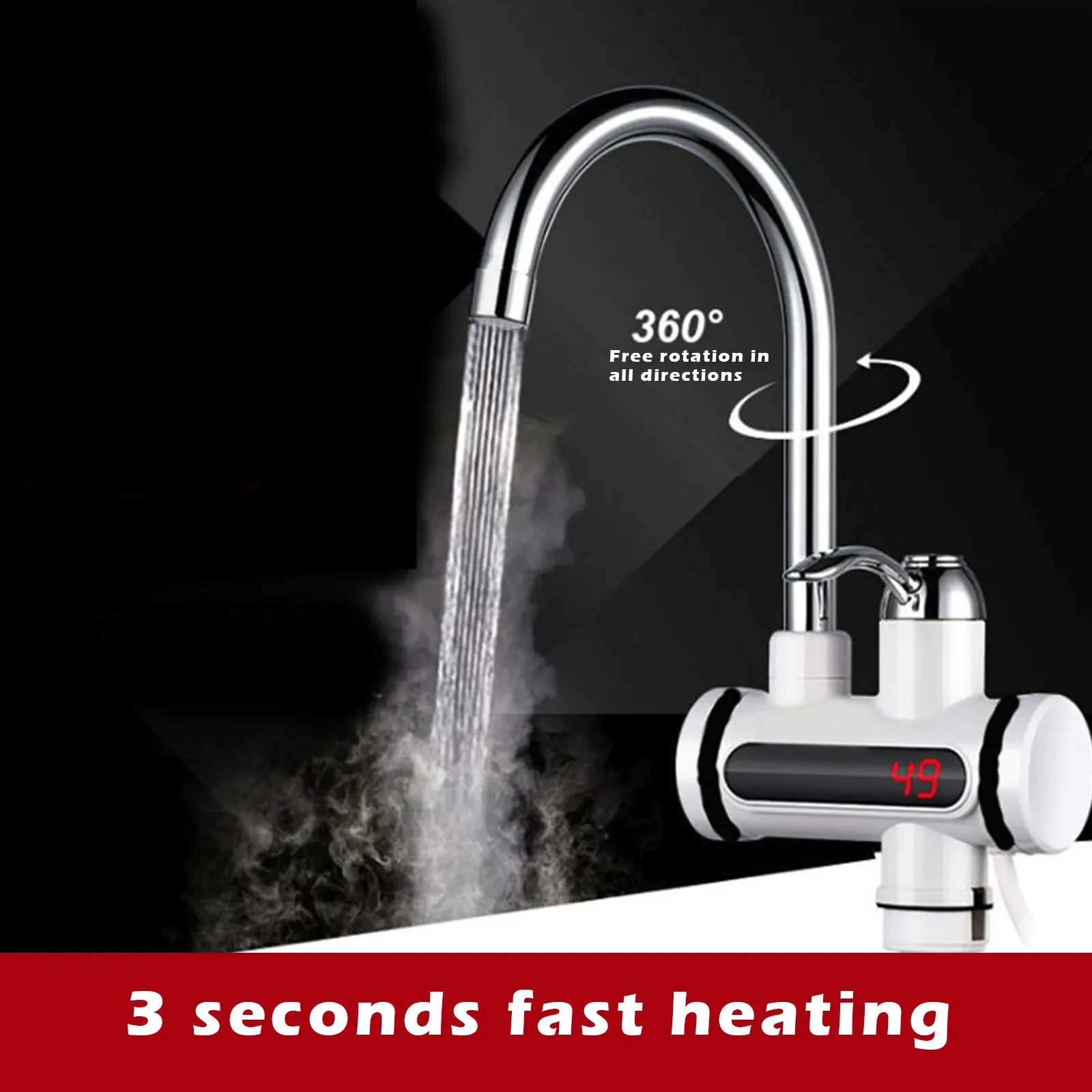 Electric Instant Water Heating Faucet - with Digital Temperature Display