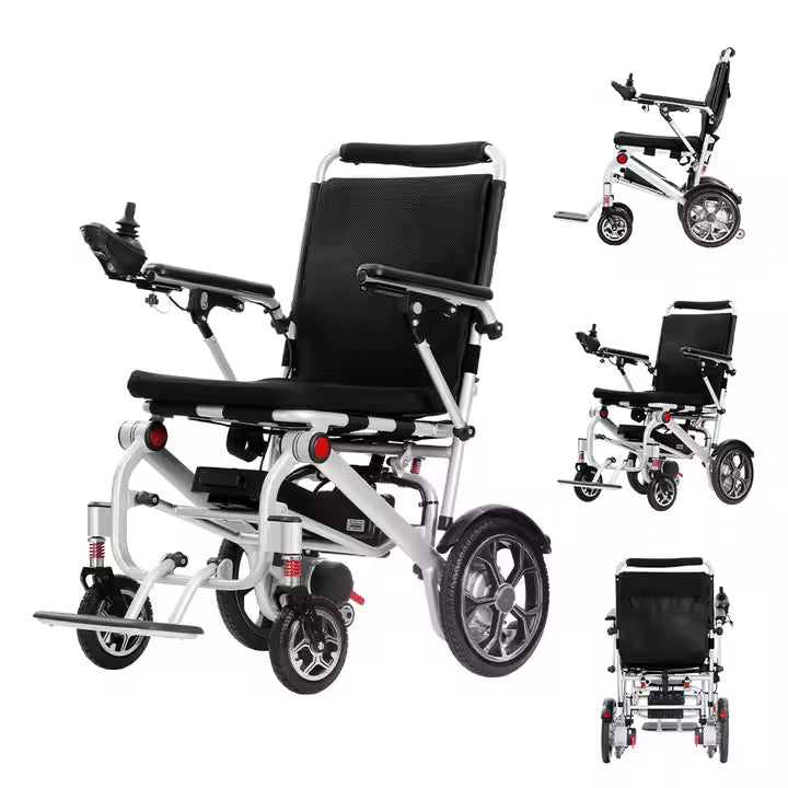 17.5kg Lightweight Folding Electric Wheelchair with Dual Motor, Compact - 130kg Load Capacity