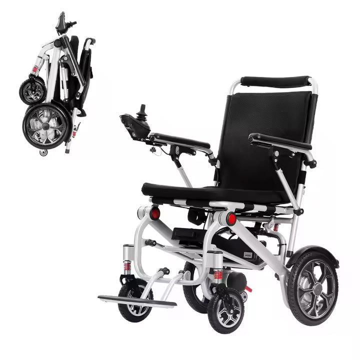 17.5kg Lightweight Folding Electric Wheelchair with Dual Motor, Compact - 130kg Load Capacity