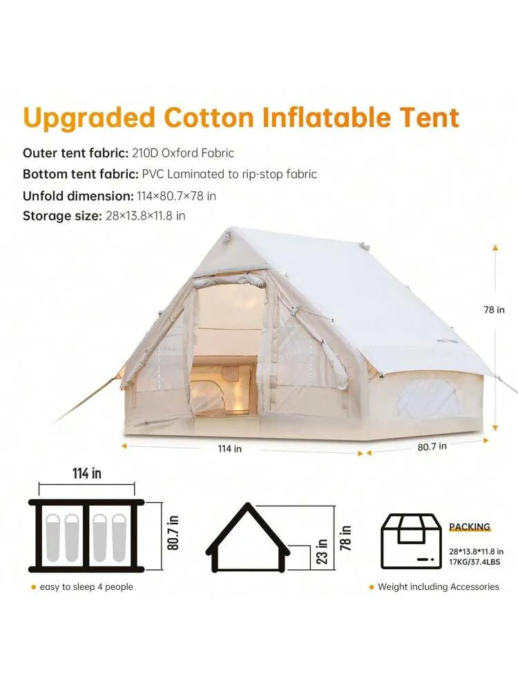 Inflatable Waterproof Outdoor Portable Camping Tent - 2 x 3 Meter & 4 Person Capacity