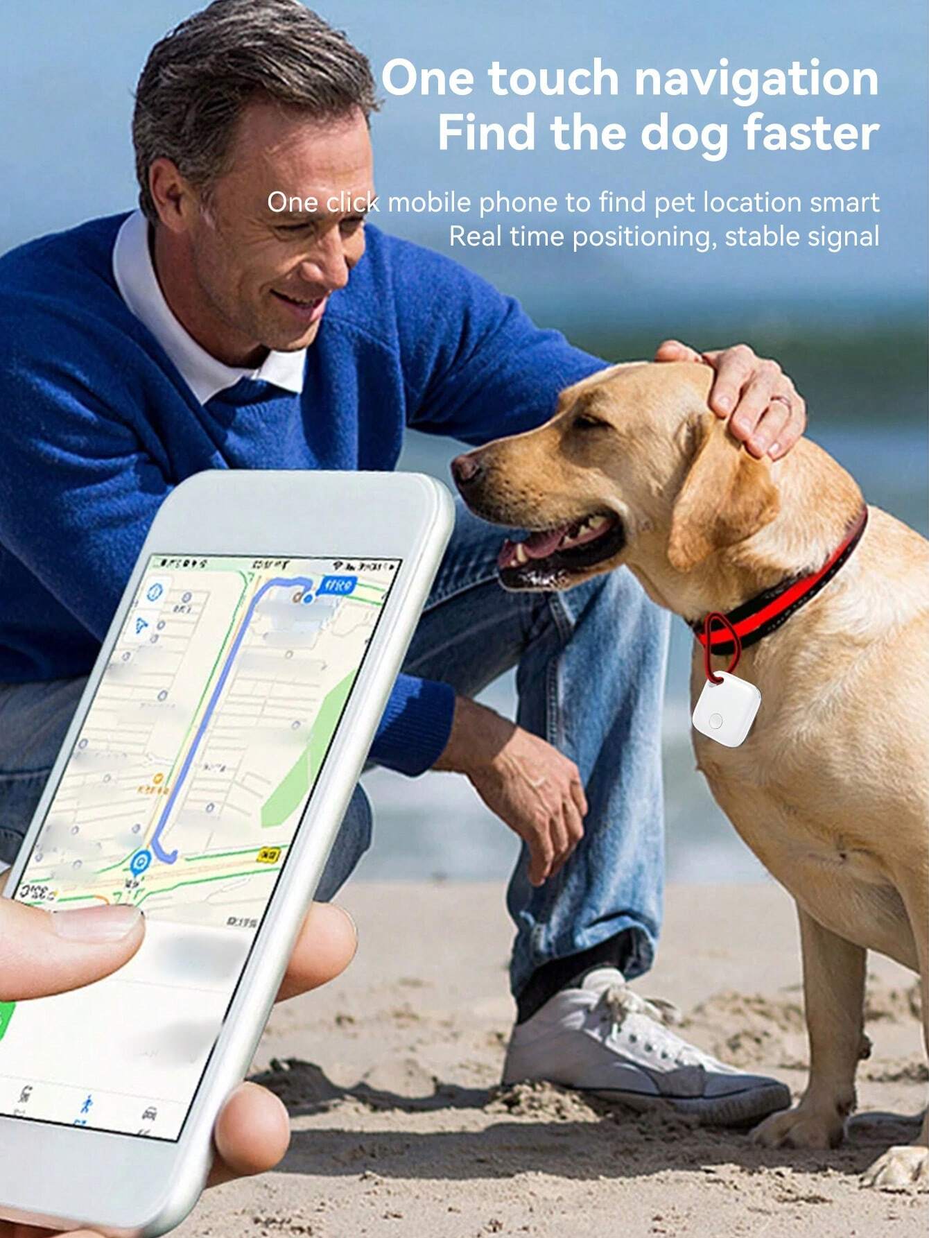Smart Wireless Bluetooth Tracker with Apple Find My Support - Anti-Lost Key Finder, Pet & Elderly Locator with Fall Detection, Geo-Fencing, and 50m Range