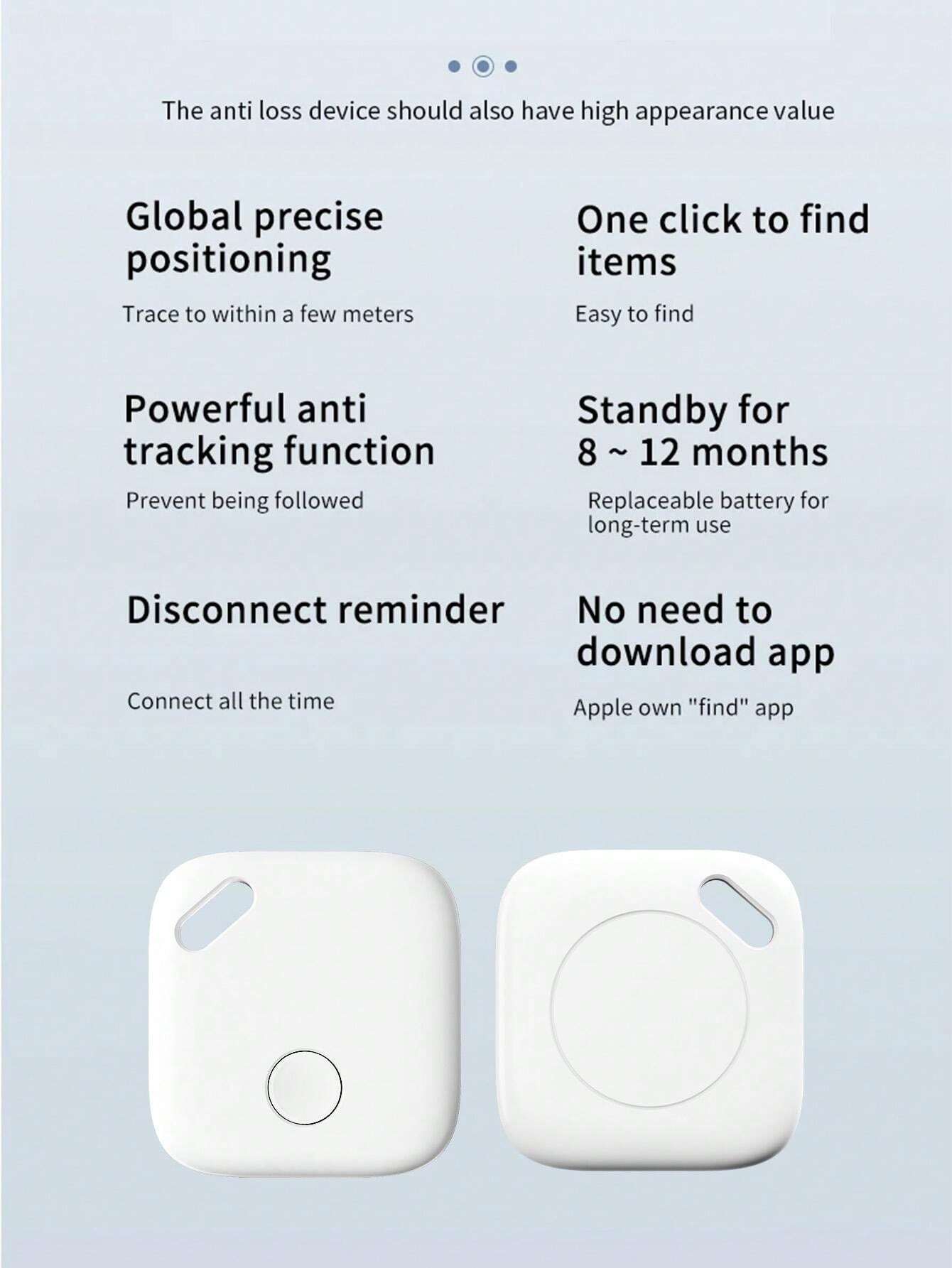 Smart Wireless Bluetooth Tracker with Apple Find My Support - Anti-Lost Key Finder, Pet & Elderly Locator with Fall Detection, Geo-Fencing, and 50m Range