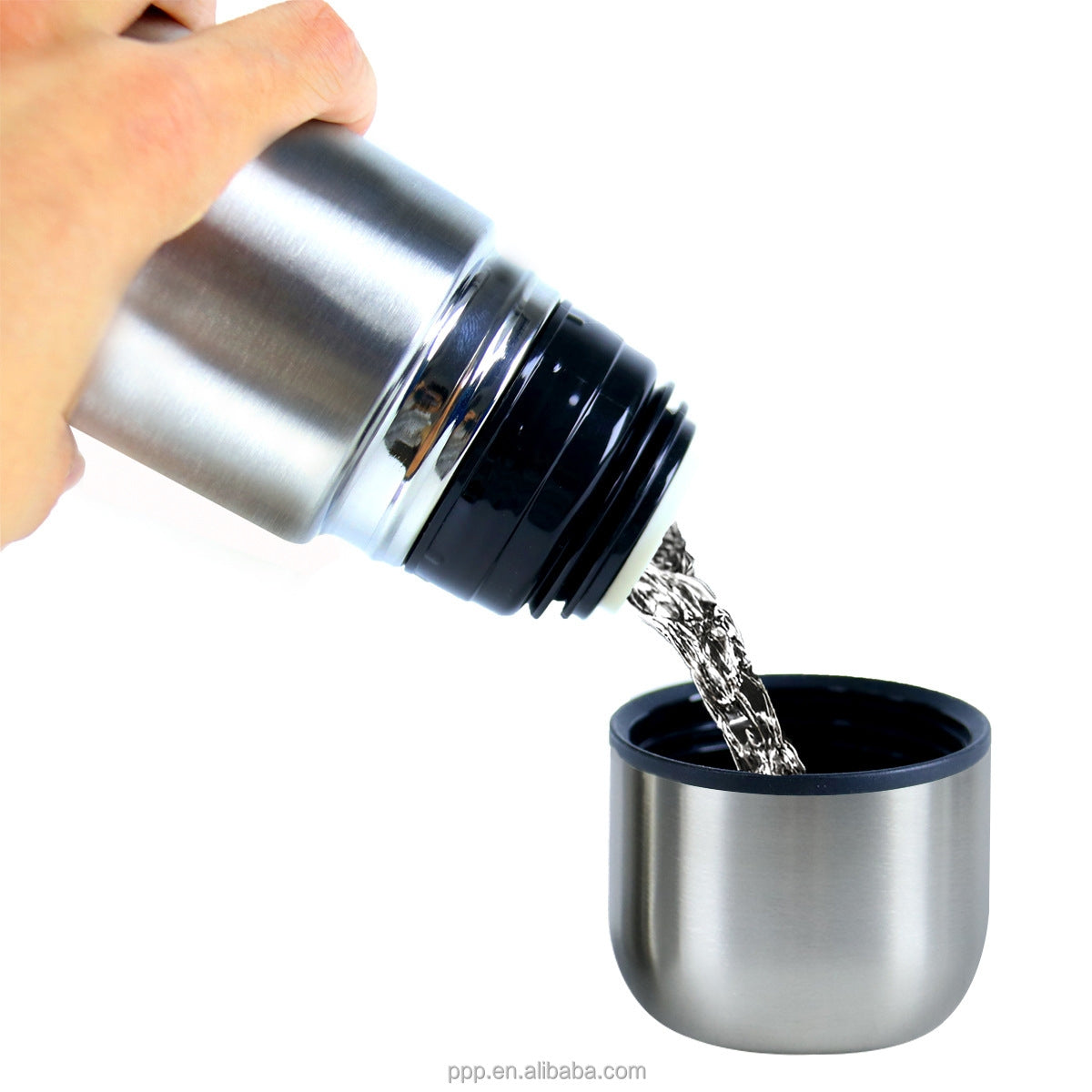 Double Wall Vacuum Insulated Stainless Steel Flask for Hot & Cold Beverages with Leakproof Lid & Ice Cube Compatible Wide Mouth