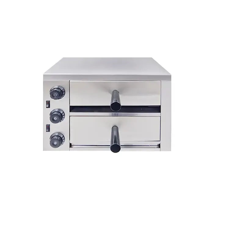 Double Tray Stainless Steel Electric Pizza Oven - 3.2KW - 50 x 48.5 x 35 cm