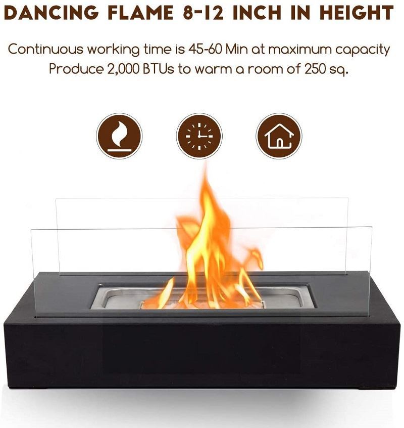Modern Elegant Flame Tabletop Glass Fire Pit Heater for Indoor & Outdoor