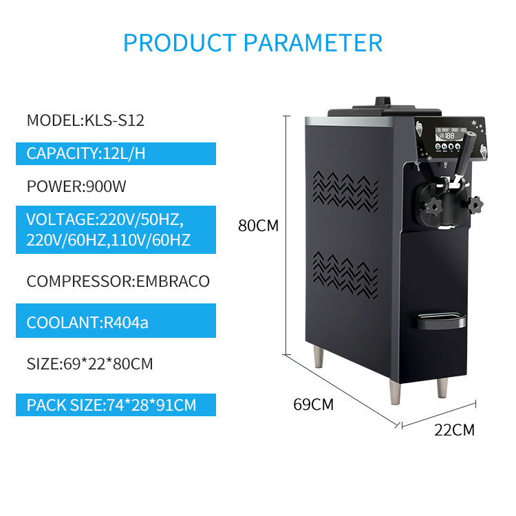 Commercial Grade Single Flavor Ice Cream Machine 900W, 12 Litre/Hr Capacity, Stainless Steel Body with Compact Design