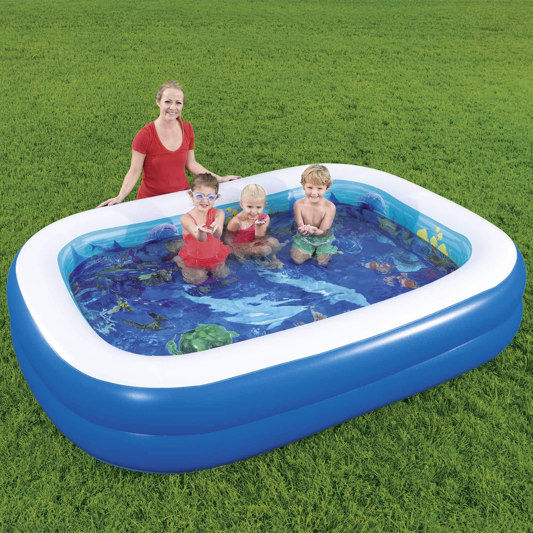 Bestway 3D Undersea Inflatable Kids Pool with Goggles & Treasure Hunt Game Set – 262 x 175 x 51cm