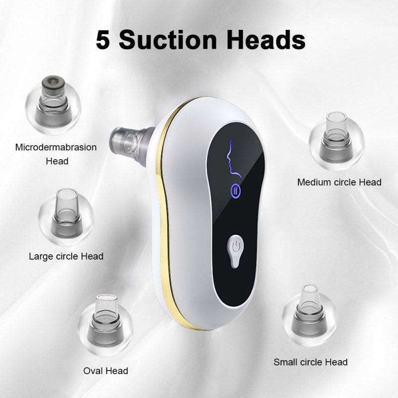 Mini Automatic Blackhead Acne Pore Suction Remover & Skin Cleanser with 3 Suction Modes and 5 Multif