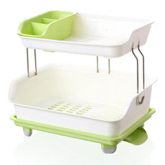 Multipurpose 2 Tier Kitchen Sink Dish Drainer Rack & Organiser with Draining Tray