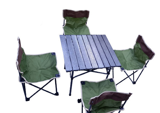 Mini Foldable Aluminium Table & 4 Chairs Set for Outdoors - Lightweight & Portable with Carrying Bag