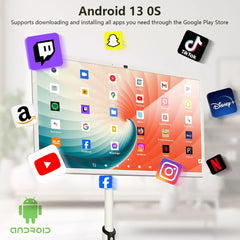 32 Inch Smart Touch Screen TV Display with Built-in Camera - Android 13, 128GB Storage , 4GB RAM, Full HD IPS Panel, Wireless Screen Projection, Speakers, Portable Rotating & Movable Stand with Wheels