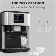 3-in-1 Ice Maker with Crusher & Cold Water Dispenser, 1.8L Water Reservoir, 600g Storage, 15–18kg - Day Output