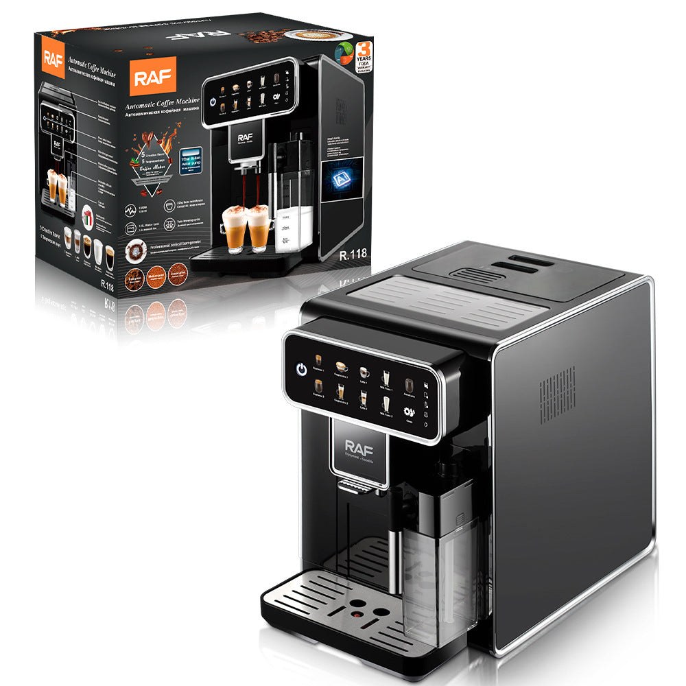 RAF 1.5L Fully Automatic Coffee Machine with Steam Milk Frother and Latte Art DIY - 1350W