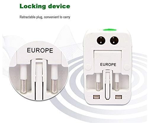 Universal All-in-One Travel Adapter with Dual USB Ports with Built-in Surge Protection, Compatible with Smartphones, Tablets, Laptops & Cameras