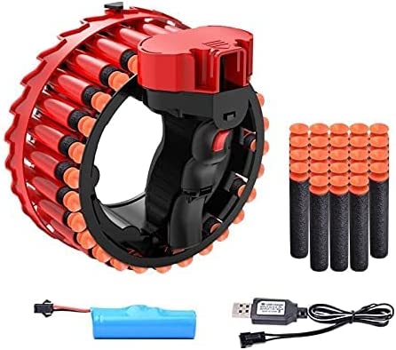 Rapid Firing Electric Nerf Gun Toy Blaster with Rotating Bullet Drum and Soft Foam Dart Bullets