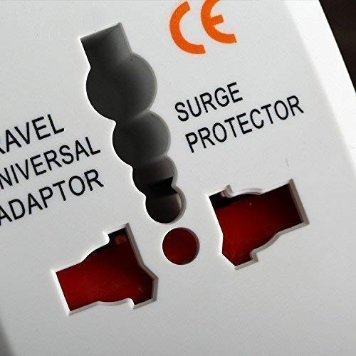 Universal All-in-One Travel Adapter with Dual USB Ports with Built-in Surge Protection, Compatible with Smartphones, Tablets, Laptops & Cameras
