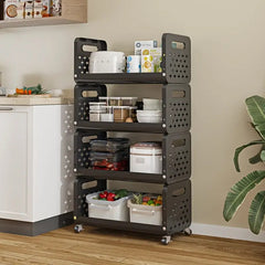 Multi Layer Movable Multipurpose Storage Rack with Wheels for Fruits, Vegetables, Snacks, Makeup, and Bathroom Essentials
