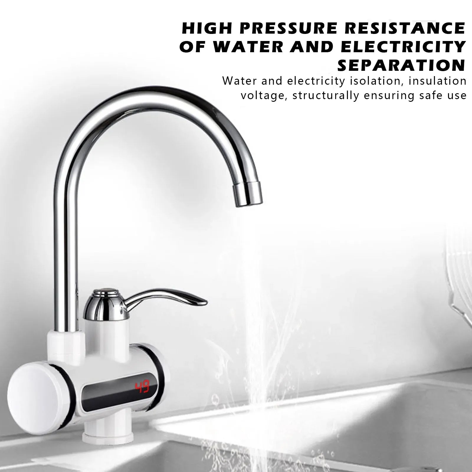 Electric Instant Water Heating Faucet - with Digital Temperature Display