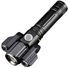 Portable Rechargeable Triple Head LED Flashlight & Torch Light - Waterproof & Impact Proof