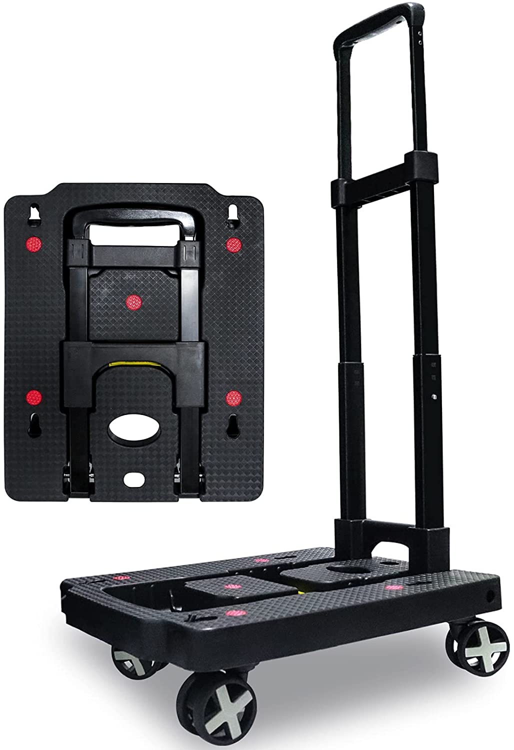 Heavy Duty Foldable Luggage Cart Trolley with 4 Wheels - 50 Kg Capacity - 40 x 31.5 x 11 cm