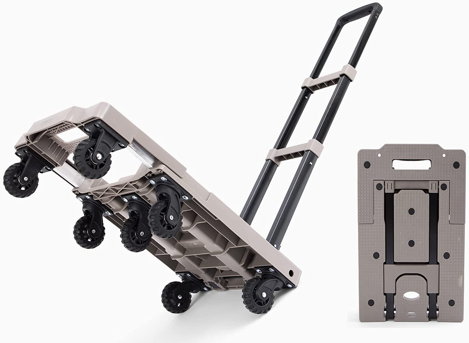 Portable Folding Hand Truck Trolley Cart with 7 Wheels - 160 Kg Load Capacity - 100 x 33 x 57 cm