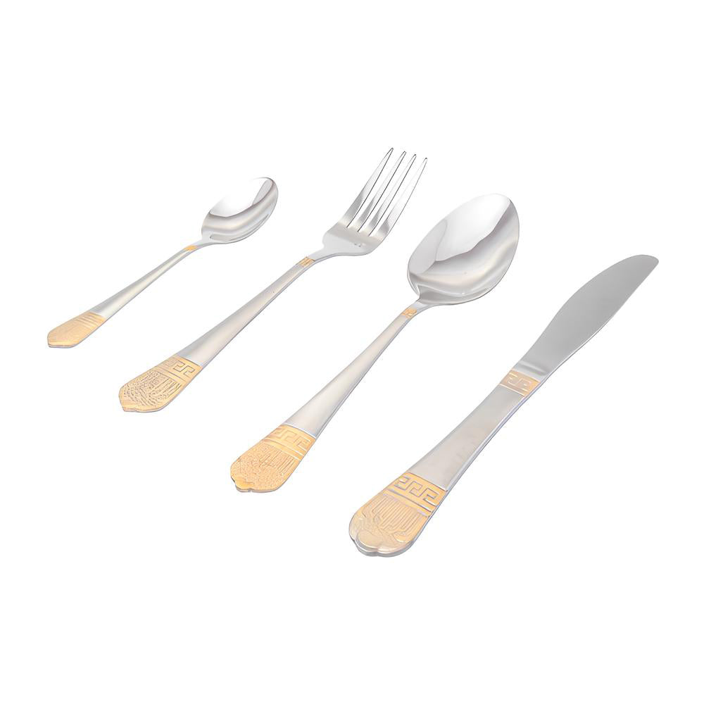 Hoff Mayer Elegant 84-Piece Stainless Steel Silver Flatware Set with Wooden Storage Box
