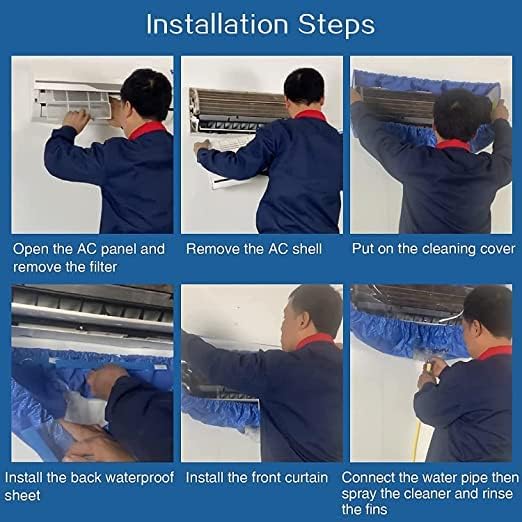 Waterproof Air Conditioner Cleaning Cover with Drain Outlet for AC Washing, Maintenance & Servicing