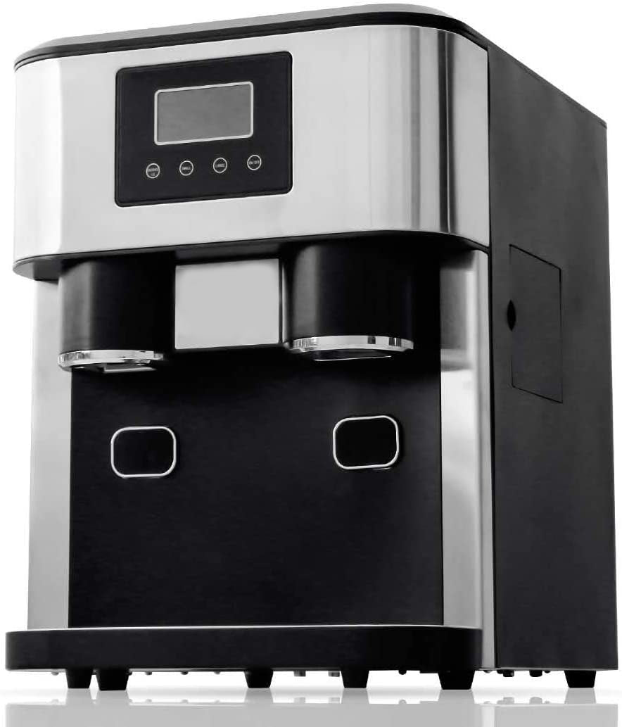 3-in-1 Ice Maker with Crusher & Cold Water Dispenser, 1.8L Water Reservoir, 600g Storage, 15–18kg - Day Output