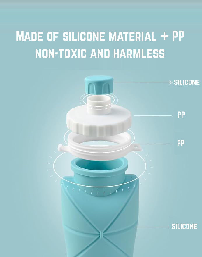 Foldable Silicone Water Bottle for Travel & Outdoor – 600ml | Portable & Compact | Resistant to Heat and Cold