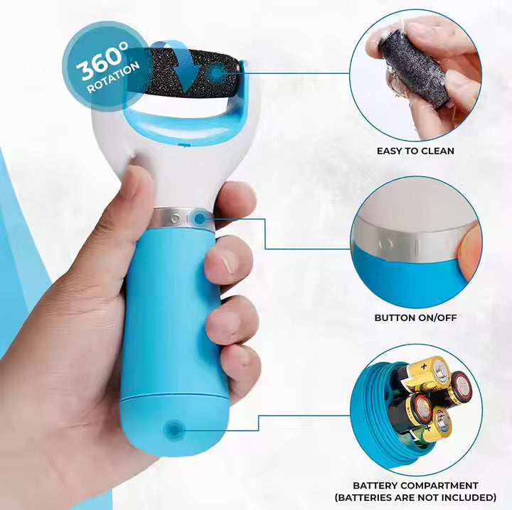 Electric Foot Callus Remover with 360° Rotating Roller, USB Rechargeable & Battery Operated with Washable Head for Cracked Heels, Hard Skin & Corn Removal