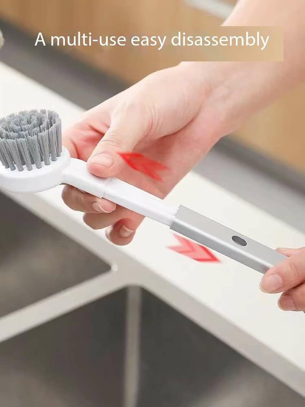 4-in-1 Multi-Brush Kitchen Cleaning Kit with Detachable Handle & Drainage Design