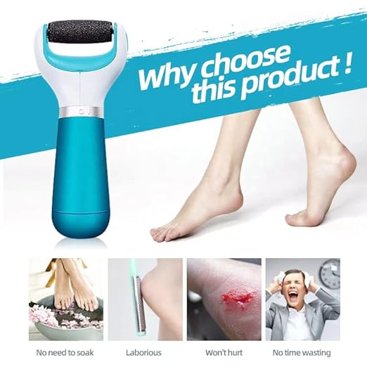 Electric Foot Callus Remover with 360° Rotating Roller, USB Rechargeable & Battery Operated with Washable Head for Cracked Heels, Hard Skin & Corn Removal