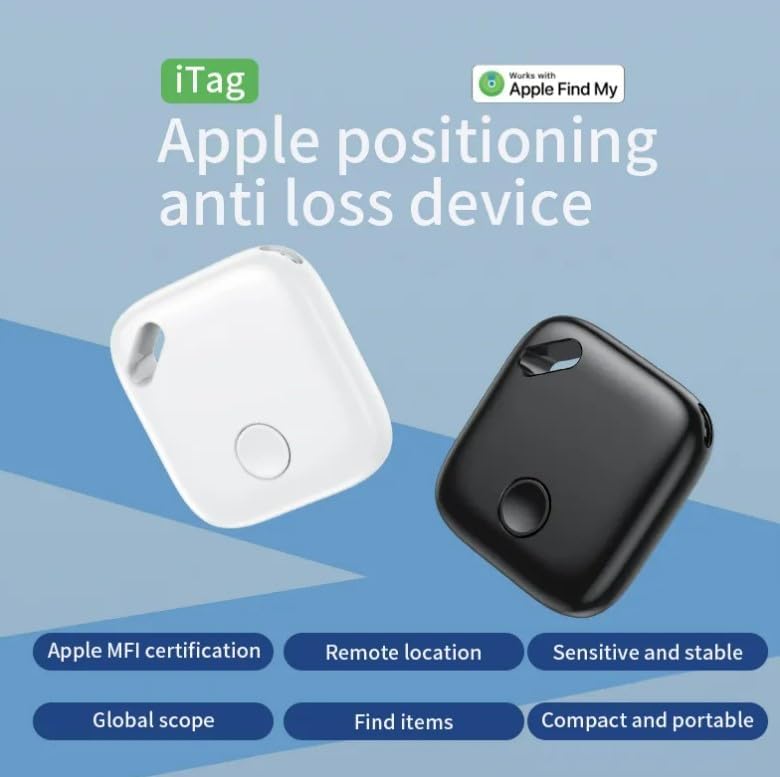 Smart Wireless Bluetooth Tracker with Apple Find My Support - Anti-Lost Key Finder, Pet & Elderly Locator with Fall Detection, Geo-Fencing, and 50m Range