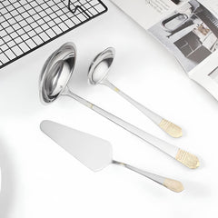 Hoff Mayer Elegant 84-Piece Stainless Steel Silver Flatware Set with Wooden Storage Box