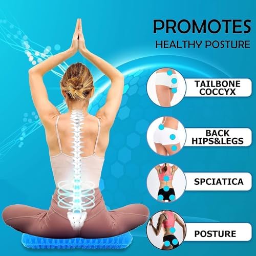 Egg Silicone Honeycomb Seat Cushion with Breathable Cover for Office, Car, Wheelchair & Home Use