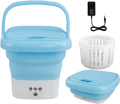 Mini Foldable Portable Collapsible Washing Machine for Travel with Draining Spinner Basket