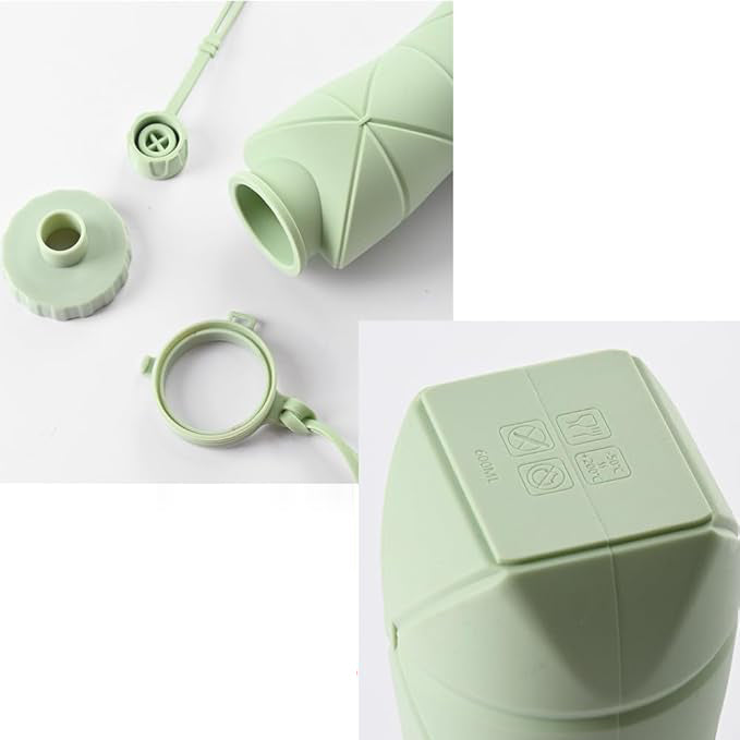 Foldable Silicone Water Bottle for Travel & Outdoor – 600ml | Portable & Compact | Resistant to Heat and Cold