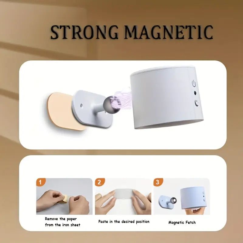 Elegant 360° Rechargeable Magnetic Wall Lamp with Remote Control, Touch Switch, 3 Brightness Levels & 3 Color Temperatures - Adjustable Rotation Night Light for Bedroom, Study & Living Room
