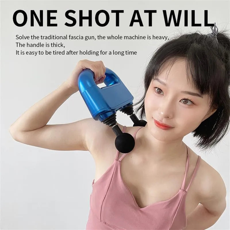 Fascia Double Head Electric Massage Membrane Gun with Liquid Crystal Display, 6 Gear Adjustments, 4