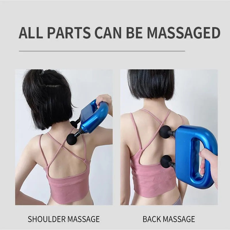 Fascia Double Head Electric Massage Membrane Gun with Liquid Crystal Display, 6 Gear Adjustments, 4