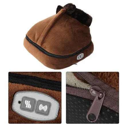 2-in-1 Soft Velvet Electric Foot Massager with Heater