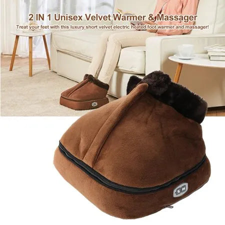 2-in-1 Soft Velvet Electric Foot Massager with Heater
